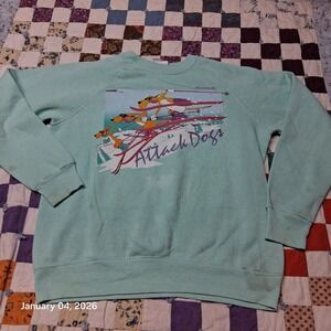 Vintage 80s Minnesota Attack Dogs Cartoon Graphic Sweatshirt Size Large Blue